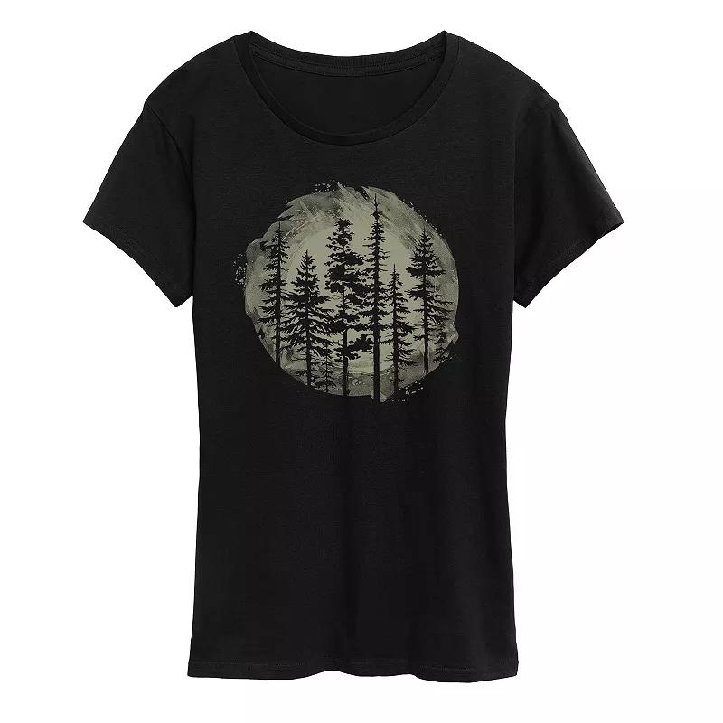 Women's Watercolor Pine Trees Graphic Tee, Girl's,  Product Image