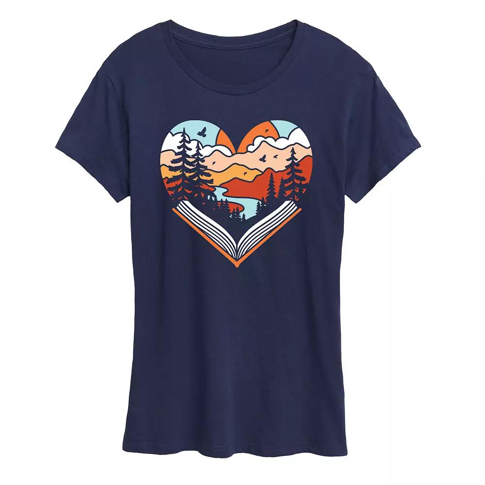 Women's Open Book Heart Graphic Tee,  Product Image