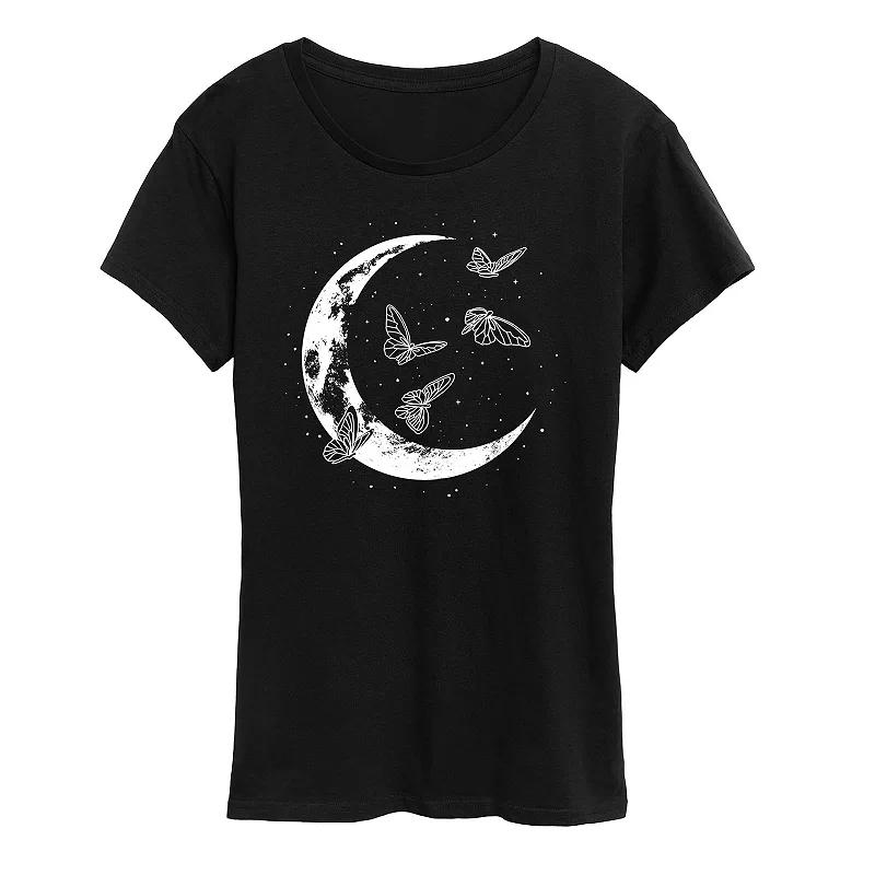 Women's Butterfly Moon Graphic Tee, Girl's,  Product Image