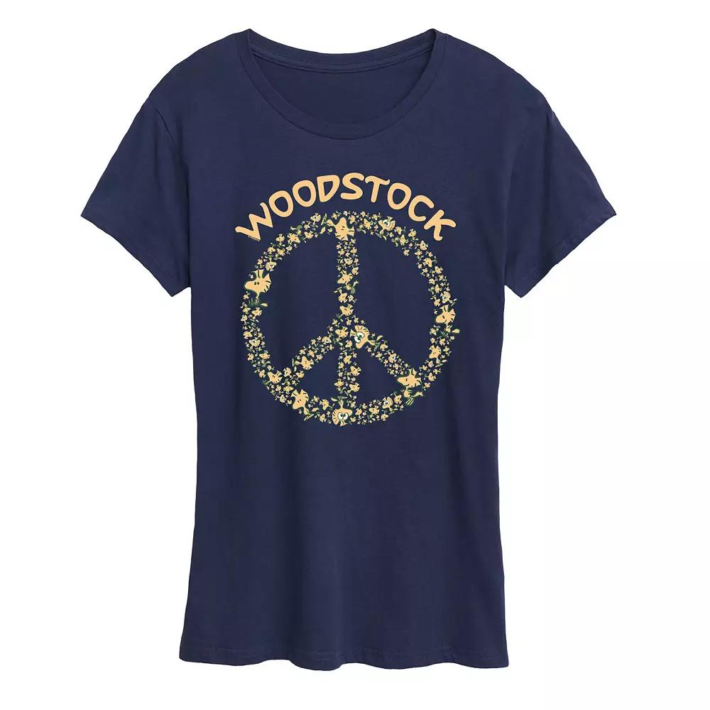 Women's Peanuts Woodstock Peace Sign Graphic Tee, Girl's,  Product Image