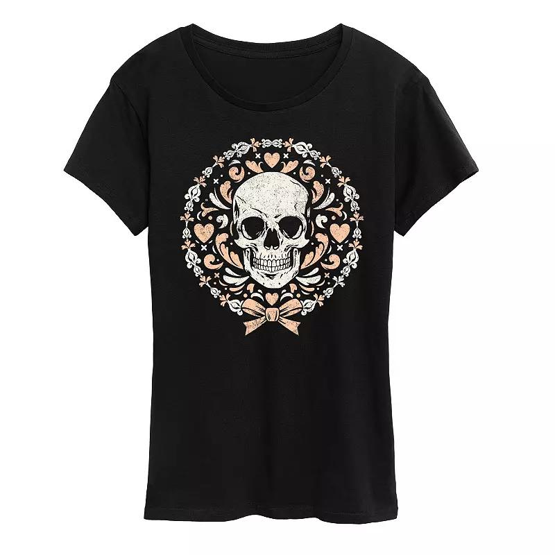 Womens Coquette Skull Graphic Tee Product Image