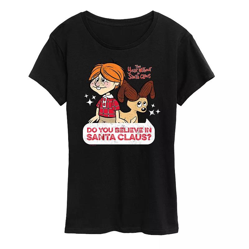 Womens The Year Without Santa Claus Do You Believe In Santa Graphic Tee, Girls Grey Juniper Product Image