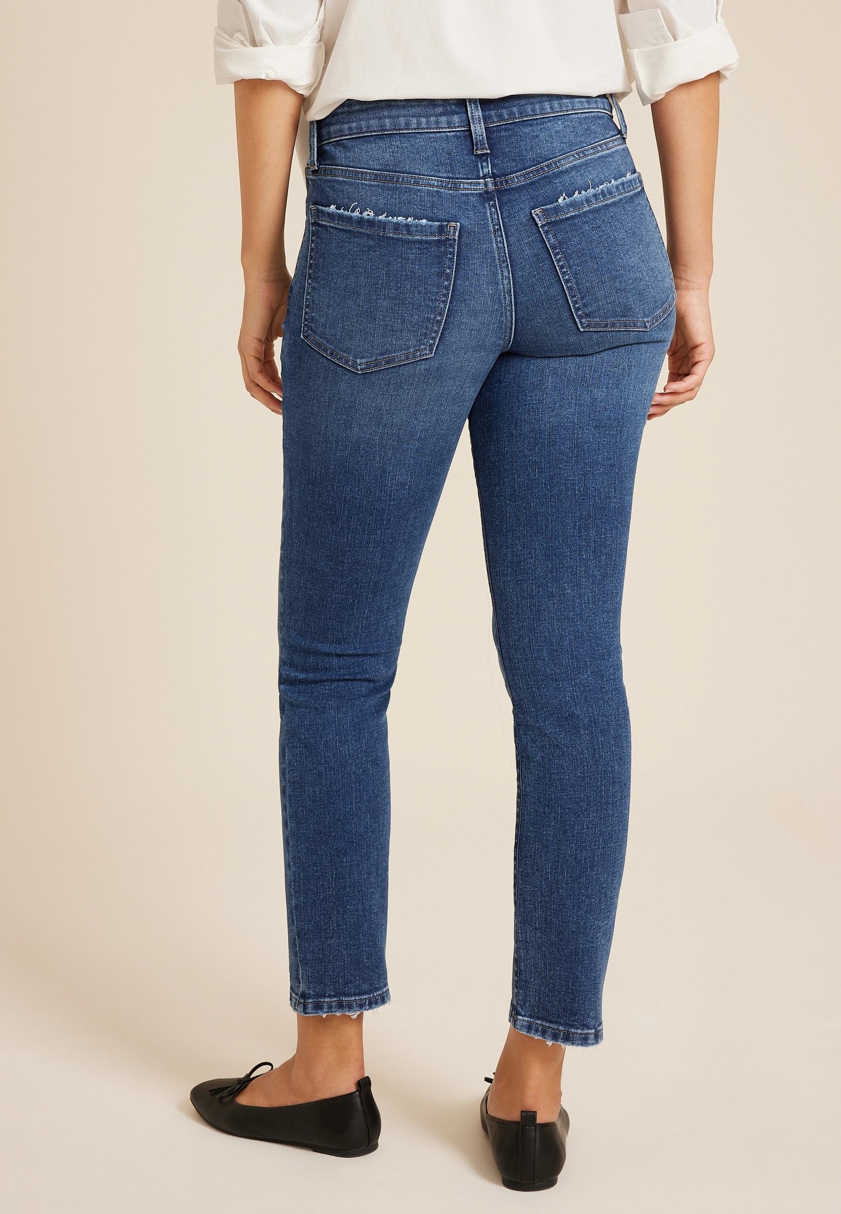 Maurices Womens Jeans Dark Mid Rise Slim Straight Ankle Jean Denim Size 0 Product Image