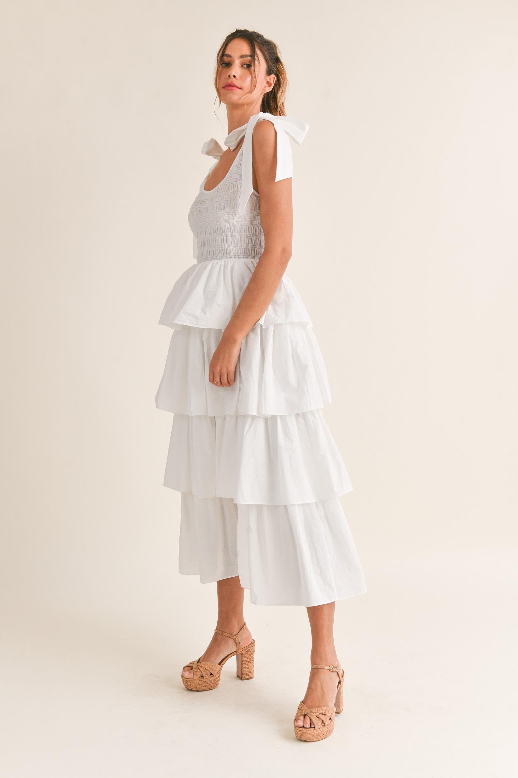 Smoked Top Ruffle Tier Dress Product Image