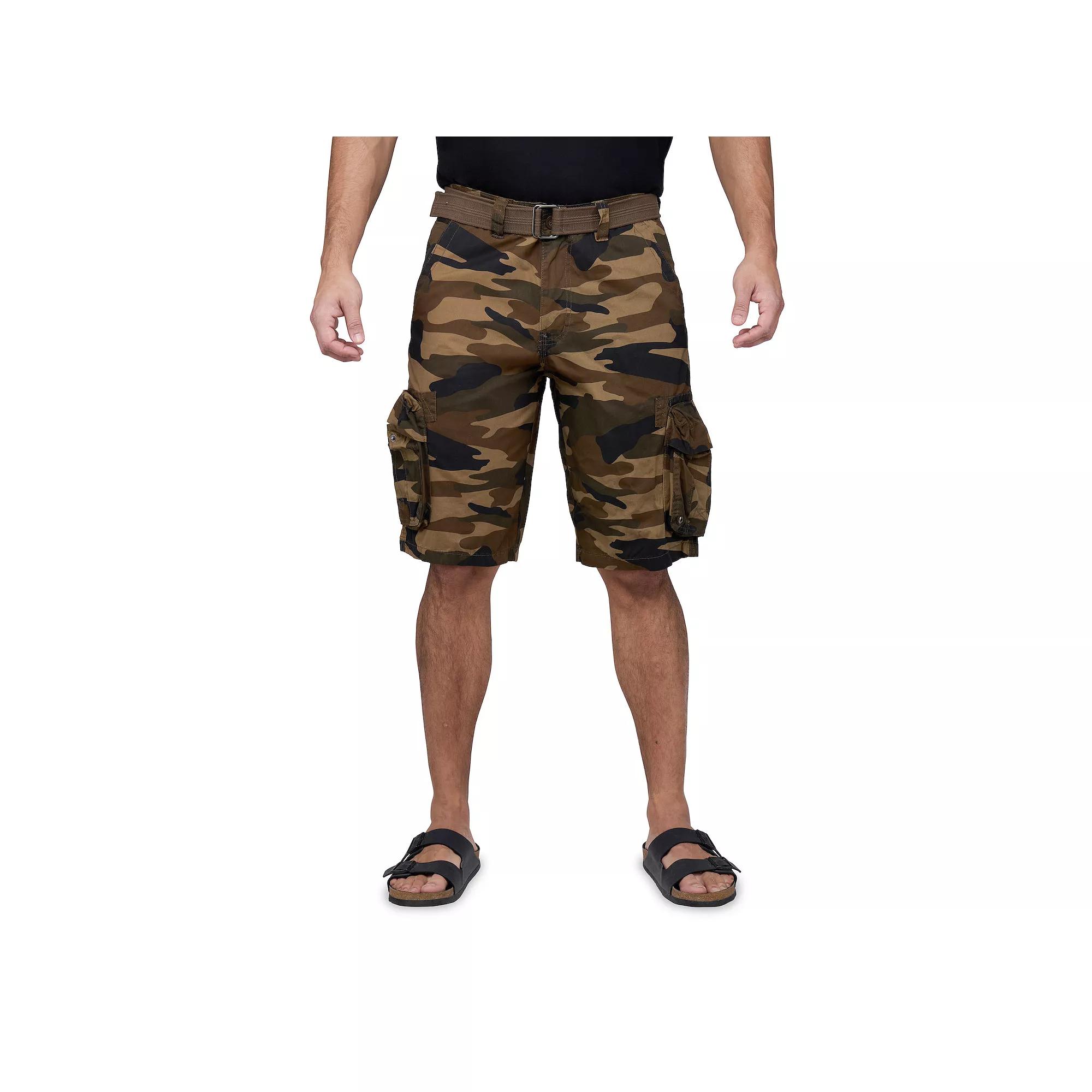 Men's RAW X by Xray Regular-Fit Belted Cargo Shorts, Size: 32, Brown Camo Product Image