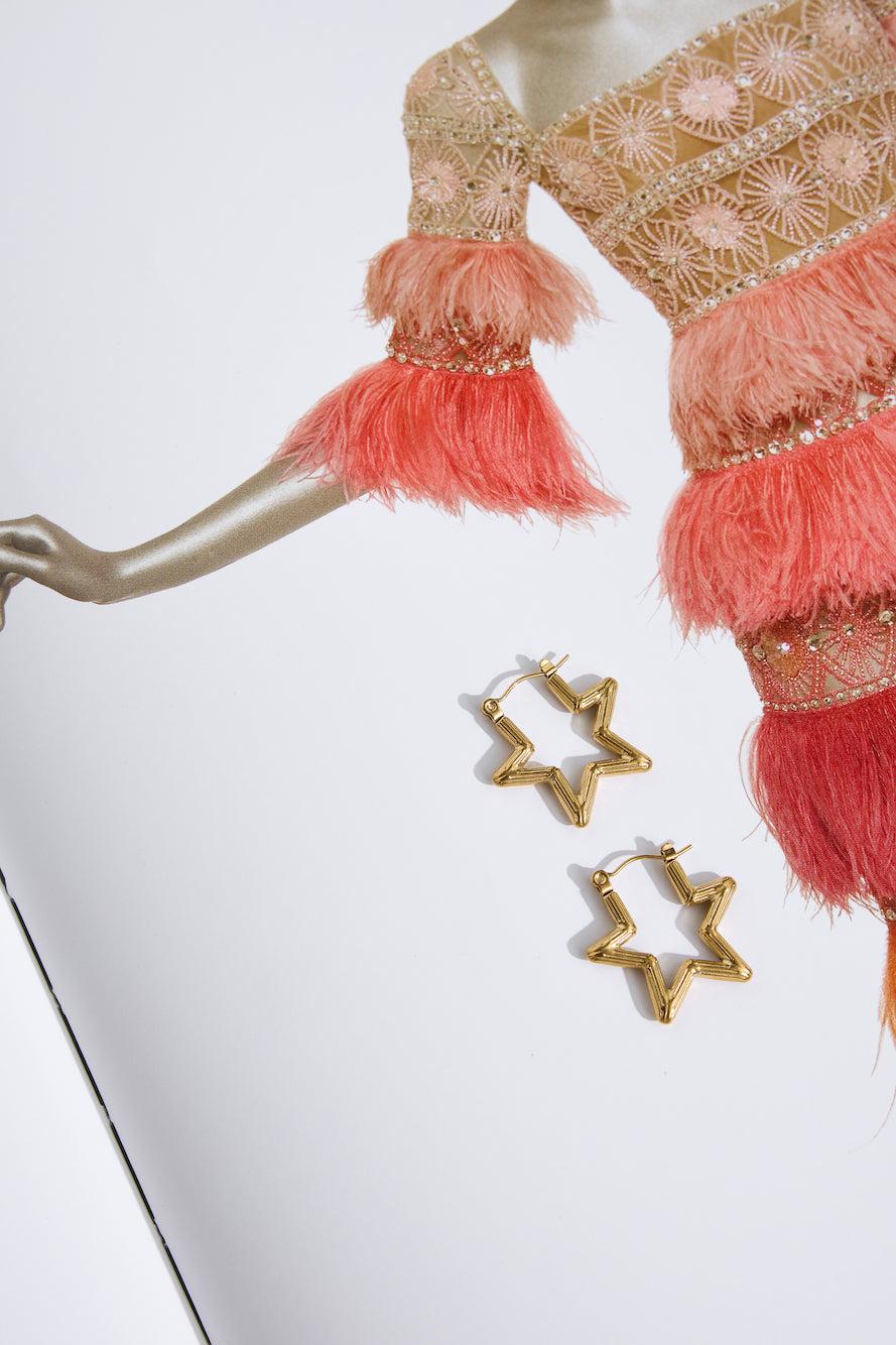 18k Gold Plated Shimmer Star Earrings Gold Product Image