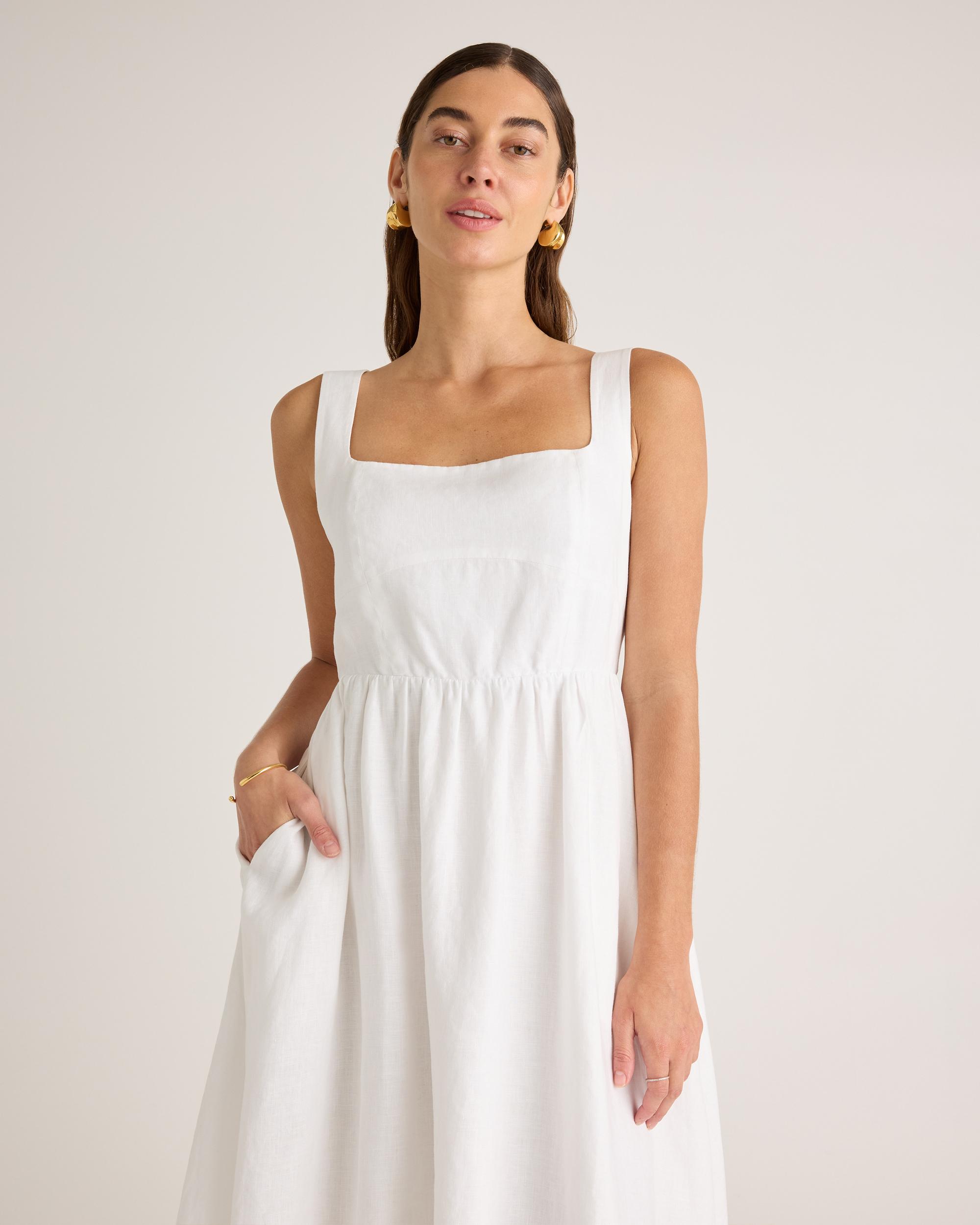 Quince | Women's 100% European Linen Fit & Flare Midi Dress Product Image