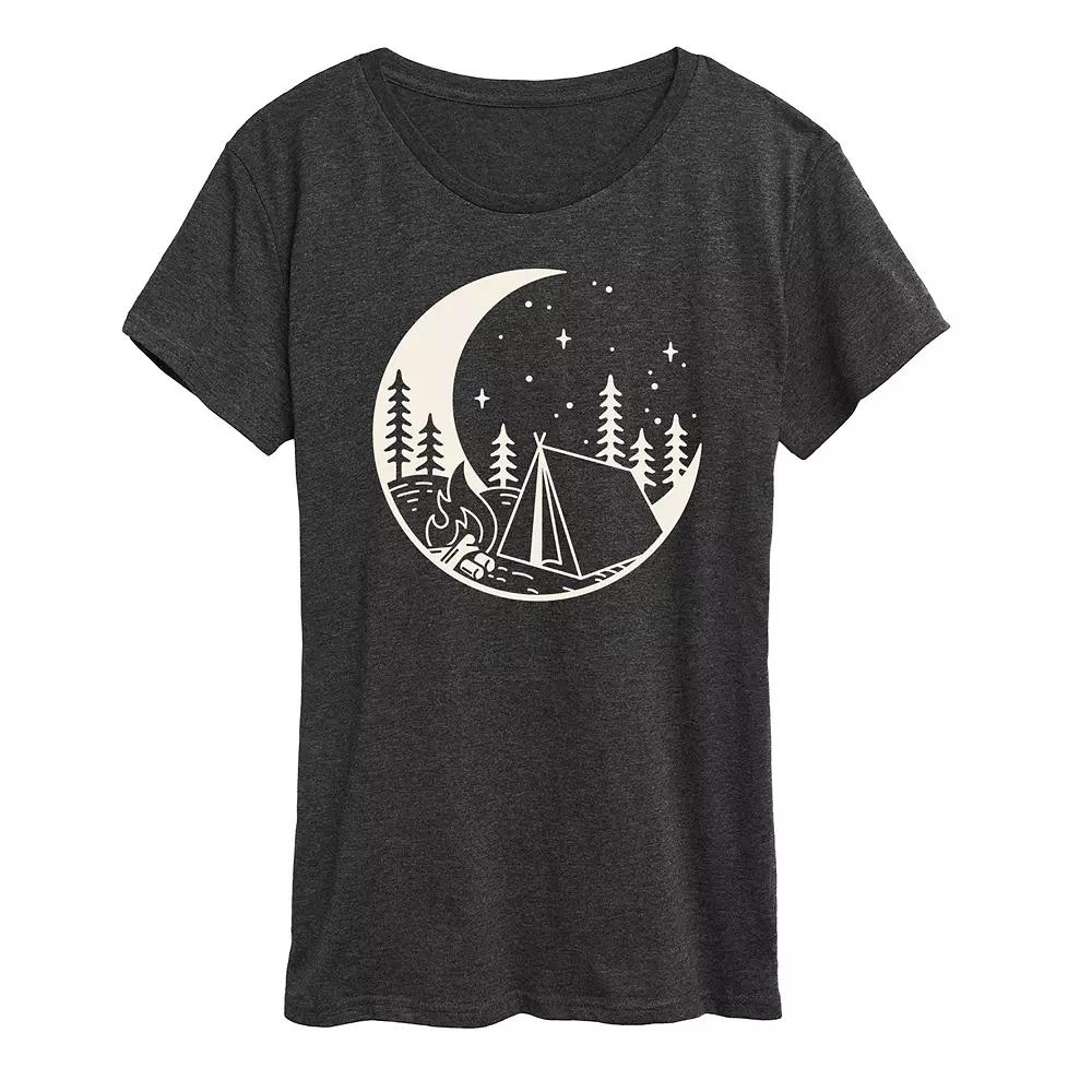 Women's Moon Camping Scene Graphic Tee,  Product Image