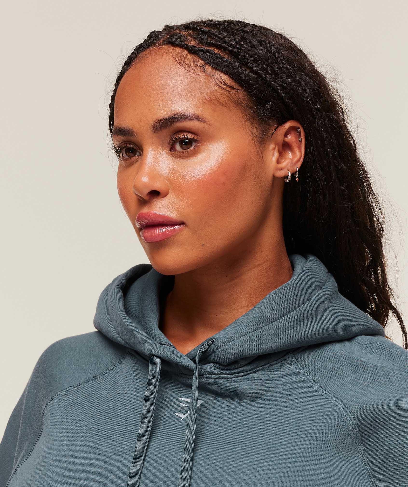 Gymshark Gritty Muscle Mommy Graphic Hoodie - Titanium Blue Female Product Image