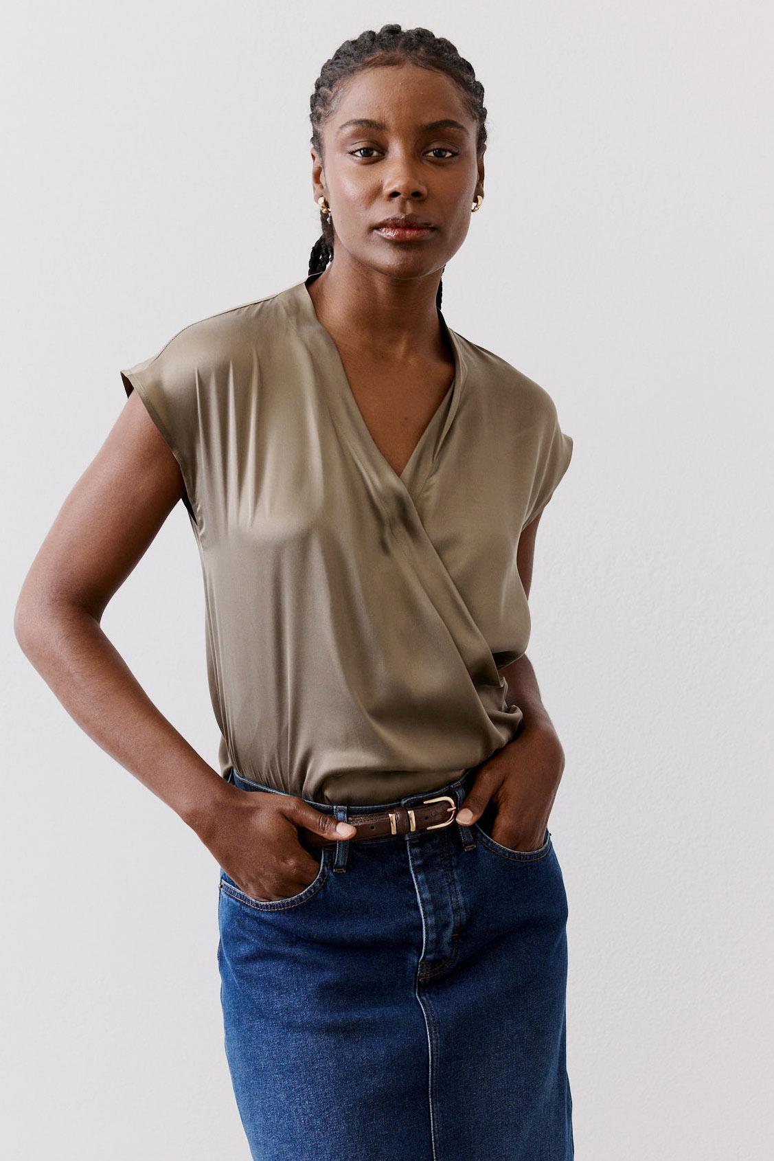 The Wrap Washable Silk Top Product Image