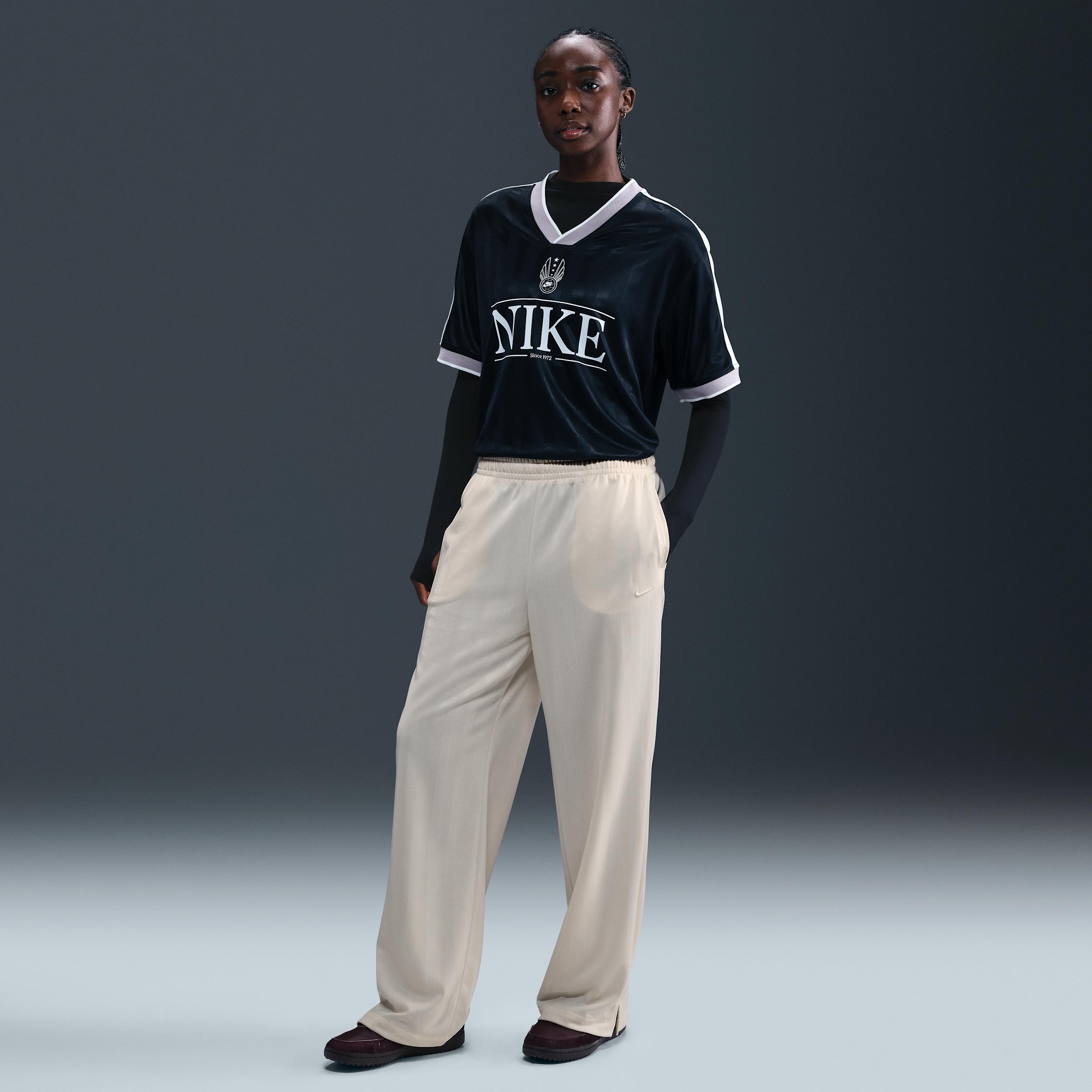 Womens Nike Sportswear Mid-Rise Loose Jacquard Striped Track Pants | HV5133-110 Product Image