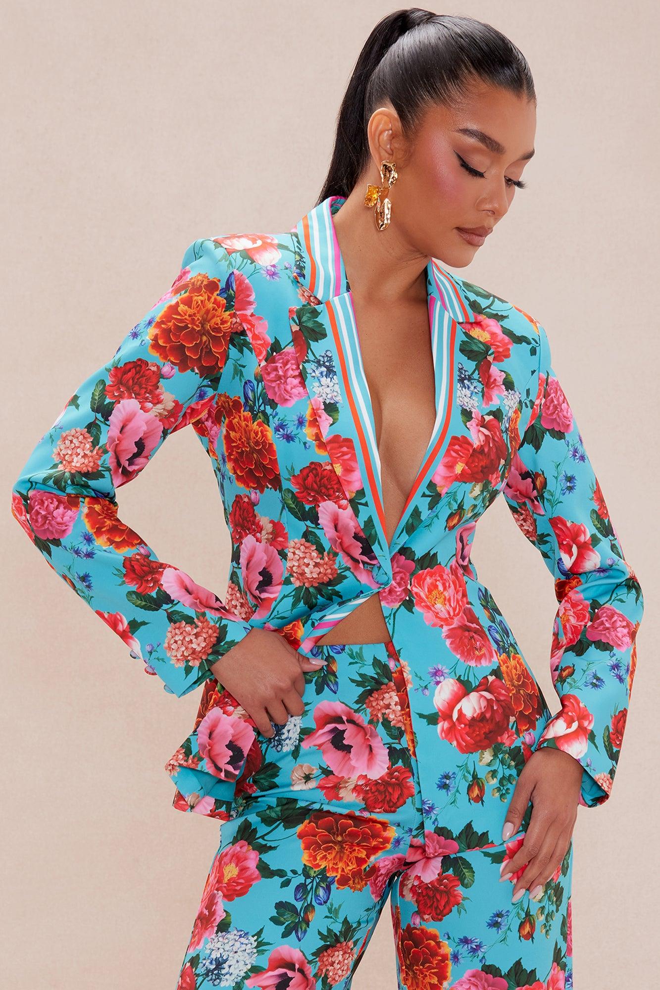 Alessandra Blazer Suit Set - Blue/combo Product Image