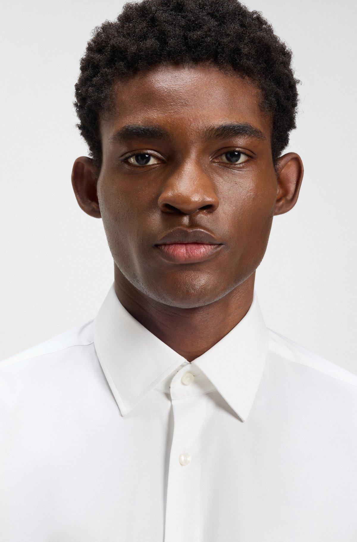 Regular-fit shirt in easy-iron stretch-cotton poplin Product Image