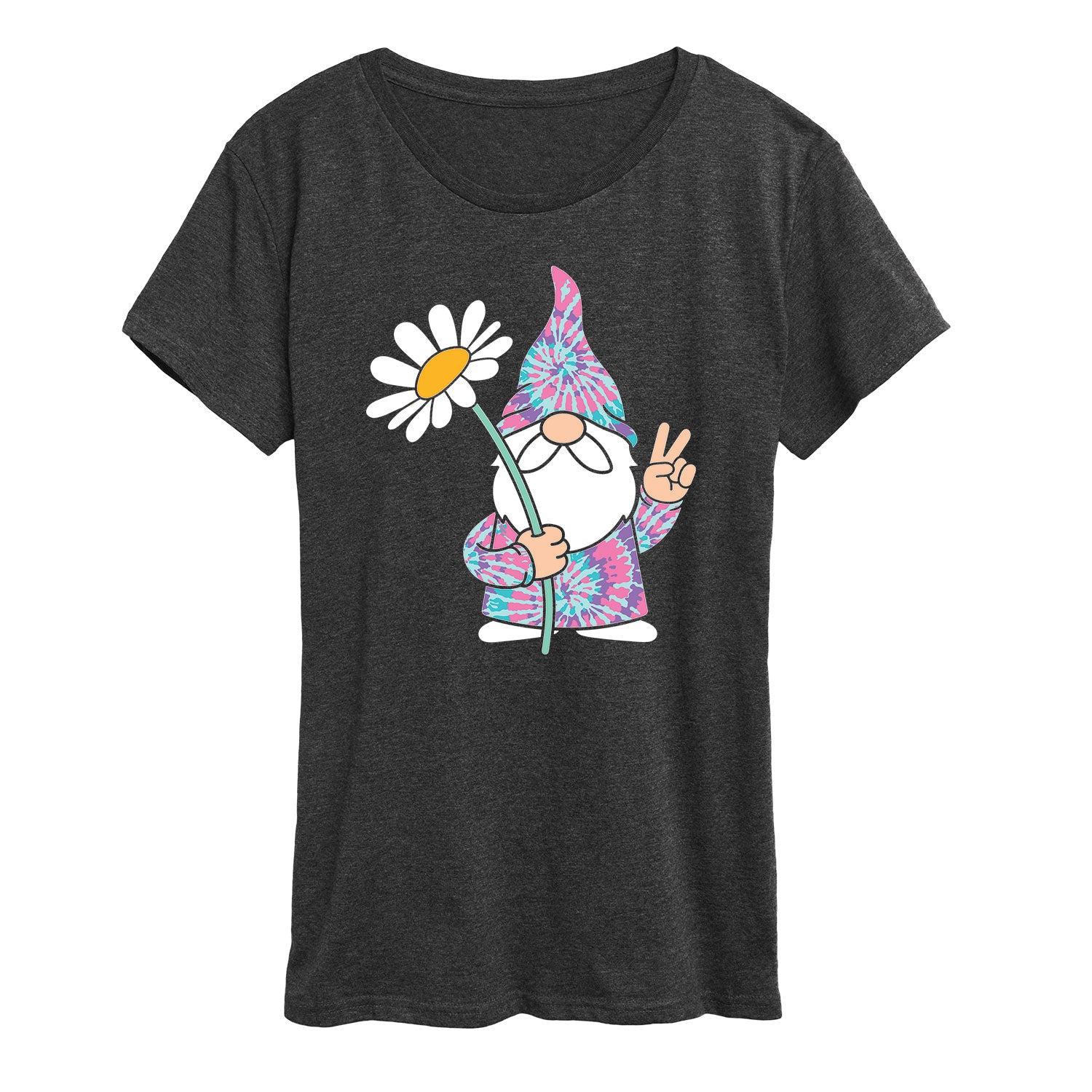 Women's Tie Dye Gnome With Daisy Graphic Tee,  Product Image