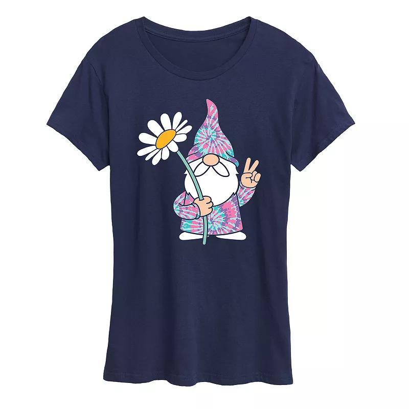 Women's Tie Dye Gnome With Daisy Graphic Tee,  Product Image