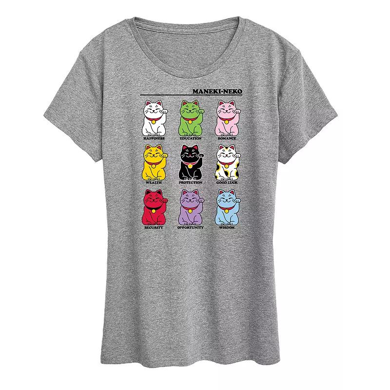 Women's Lucky Cat Grid Graphic Tee,  Product Image