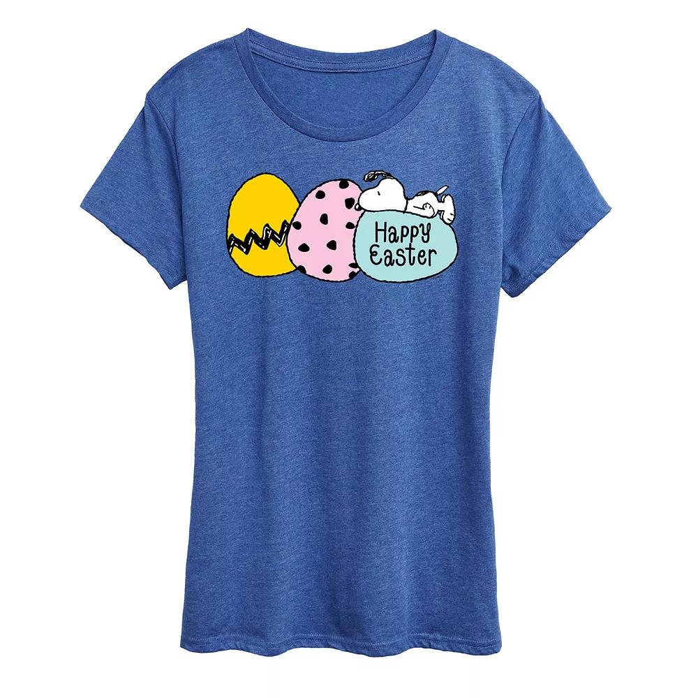 Women's Peanuts Snoopy Happy Easter Eggs Graphic Tee,  Product Image