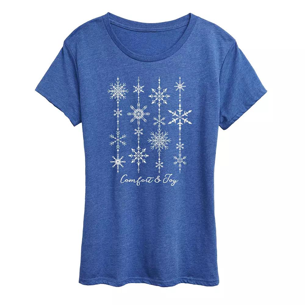 Women's Comfort & Joy Snow Christmas Graphic Tee,  Product Image