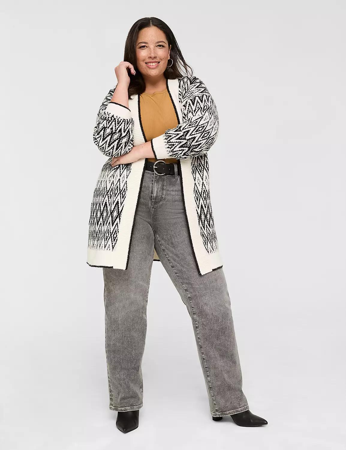 Jacquard Open-Front Cardigan Product Image