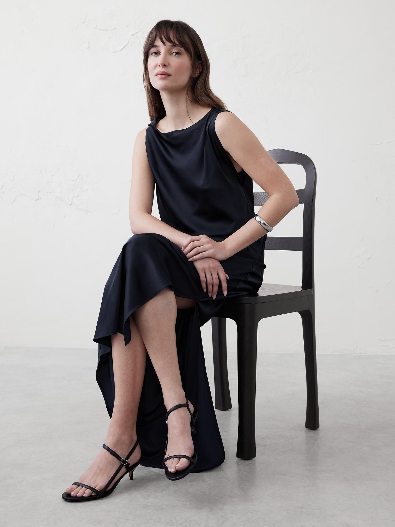 Satin Twist Shoulder Maxi Dress Product Image