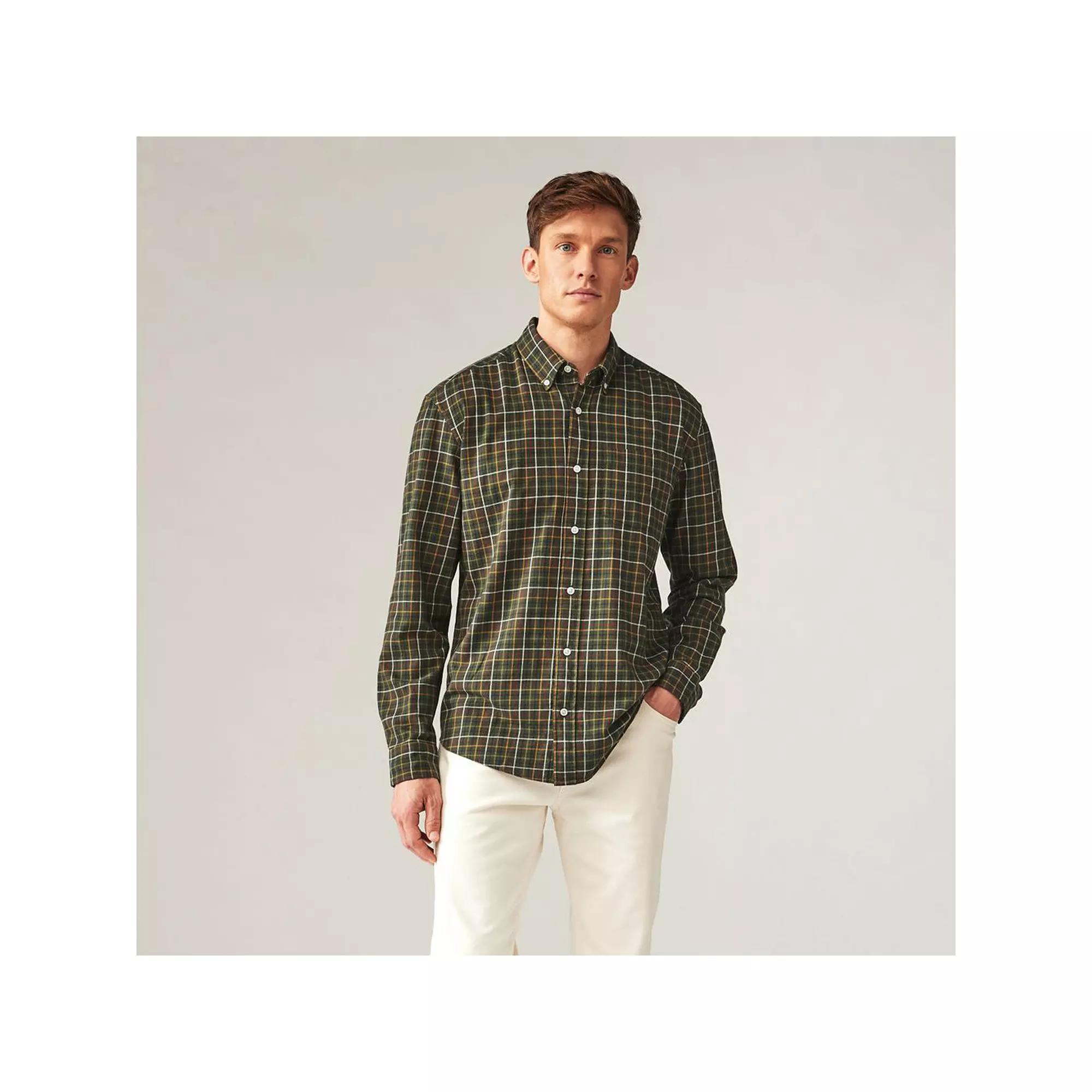 Men's NEXT Micro Check Shirt, Size: Large, Green Product Image