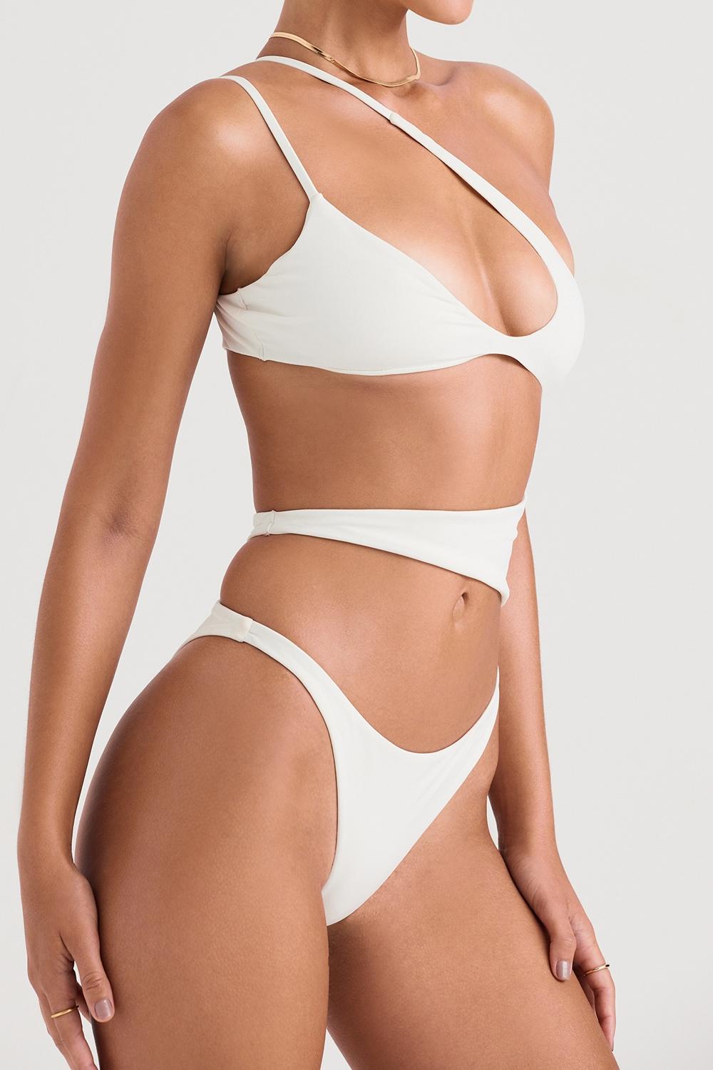 Lafayette  ivory asymmetric cutout swimsuit Product Image