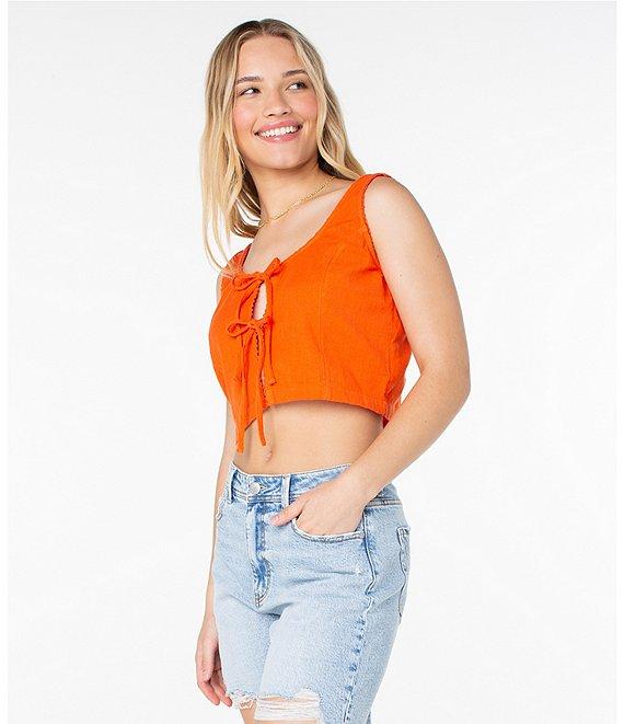 Roxy Kayla Cropped Tie Front Tank Top Product Image