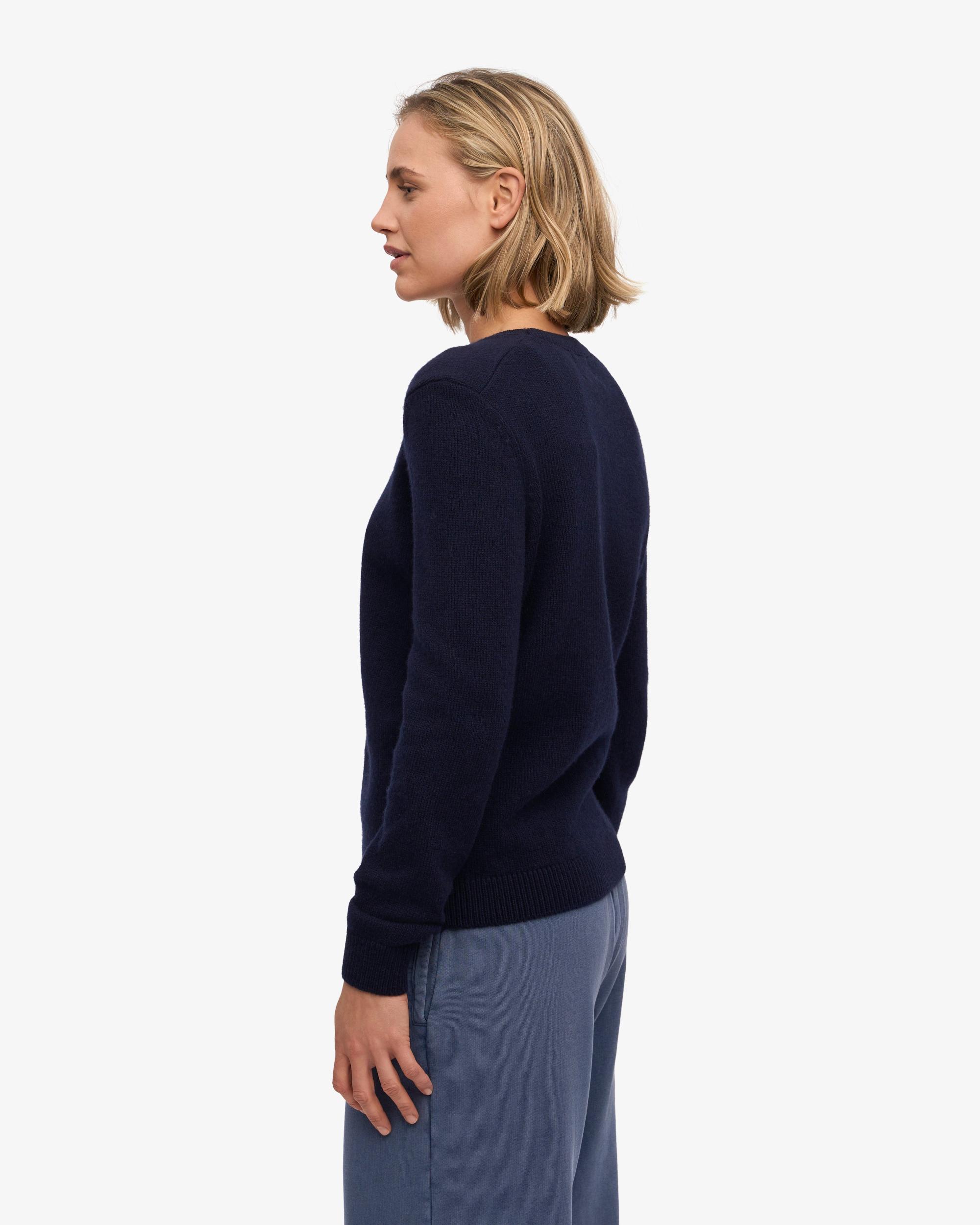 Women Classic Merino Wool Crew - Navy Blue Product Image