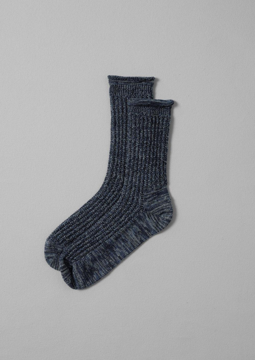 Cotton Marl Rib Socks | Denim Marl Product Image