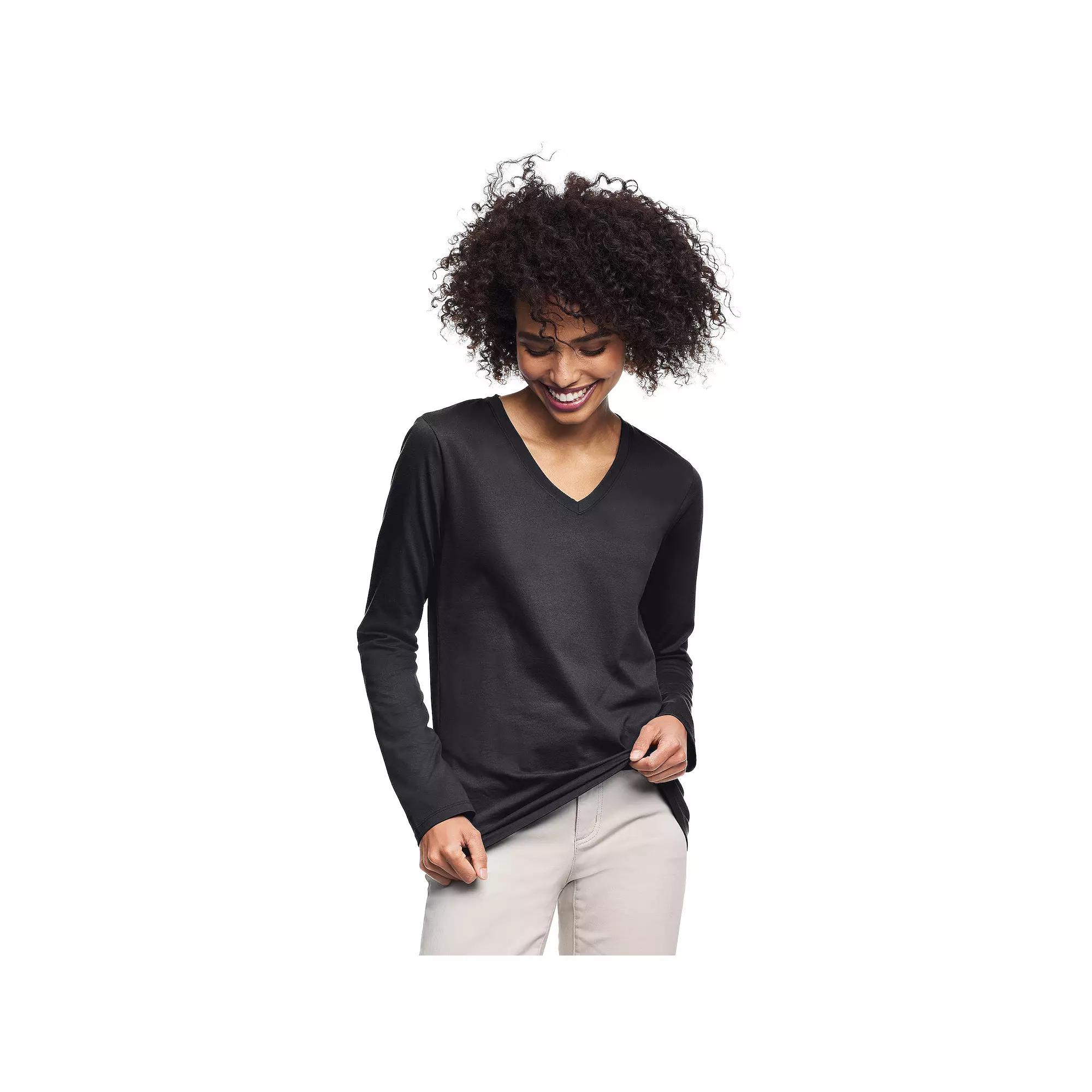 Petite Lands' End Supima Cotton Relaxed V-Neck Tee, Women's,  Product Image