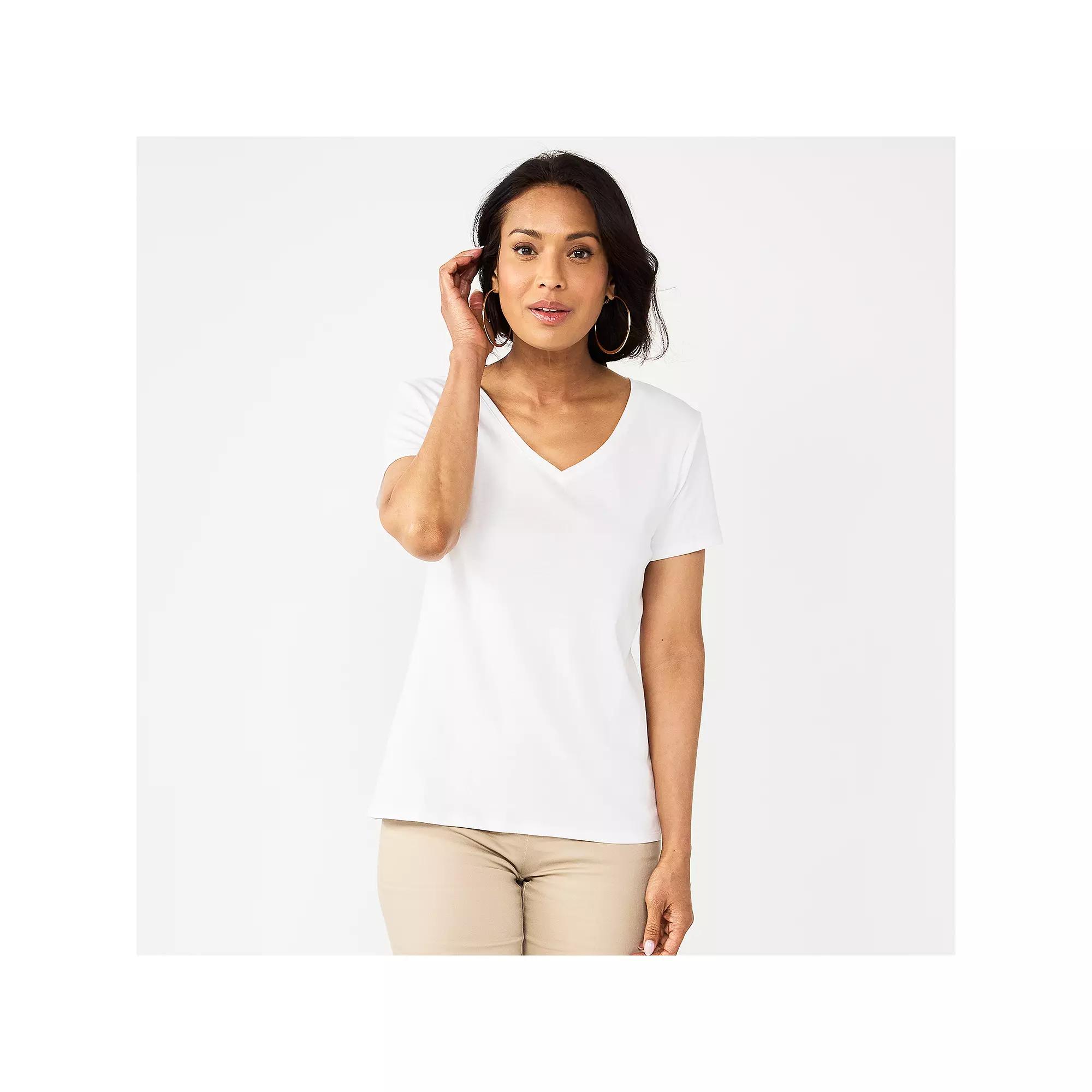 Petite Croft & Barrow® Essential V-Neck Tee, Women's,  Product Image