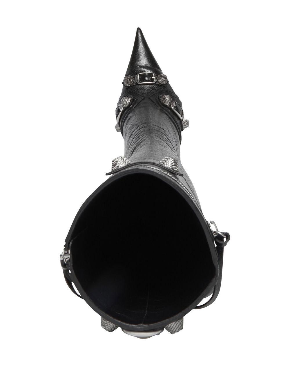 BALENCIAGA Brushed Leather Cagole Boots With Studs And Zips 10cm In Black Product Image