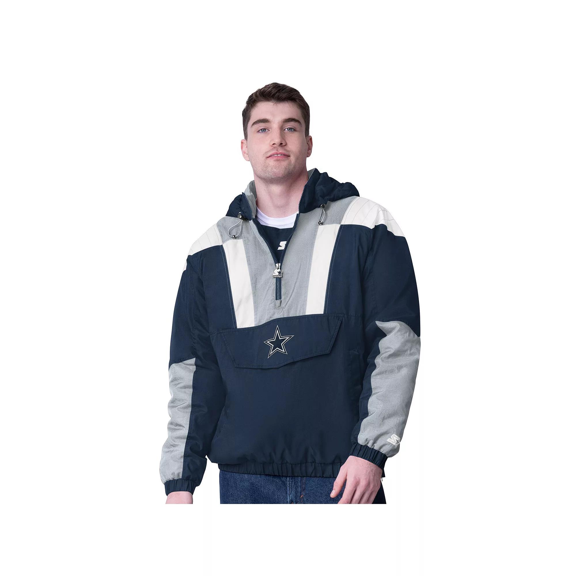 Men's Starter Navy Dallas Cowboys Half-Zip Pullover Hoodie Jacket, Size: Small, Blue Product Image