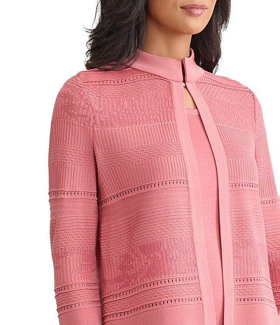 MISOOK Heritage Multi-Stitch Tonal Knit Mandarin Collar Long Sleeve Jacket Product Image