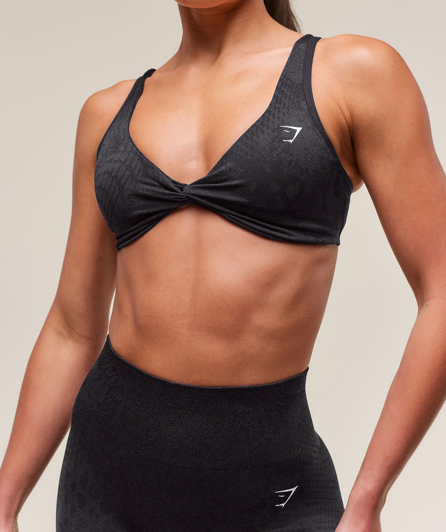 Gymshark Adapt X Whitney Animal Seamless Twist Front Bra - Asphalt Grey/Black Female Product Image