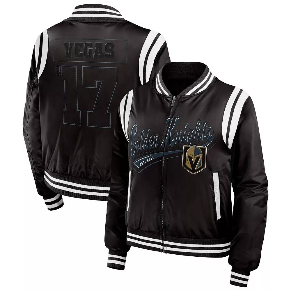 Women's WEAR by Erin Andrews Black Vegas Golden Knights Baller Full-Zip Bomber Jacket,  Product Image