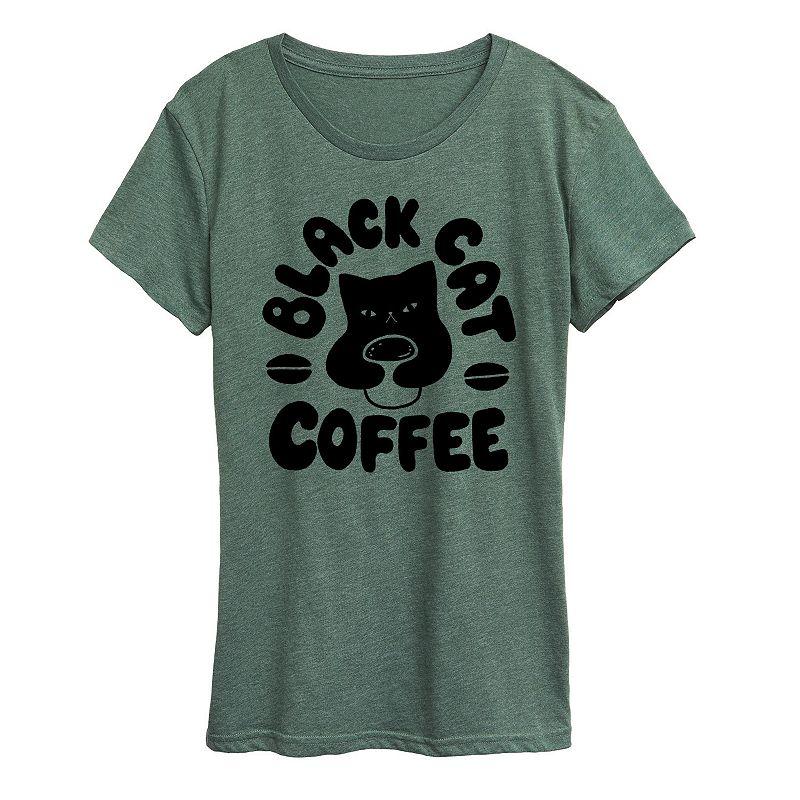 Women's Black Cat Coffee Graphic Tee, Girl's,  Product Image