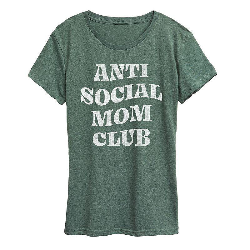 Plus Size Anti Social Mom Club Graphic Tee, Womens Grey Green Product Image