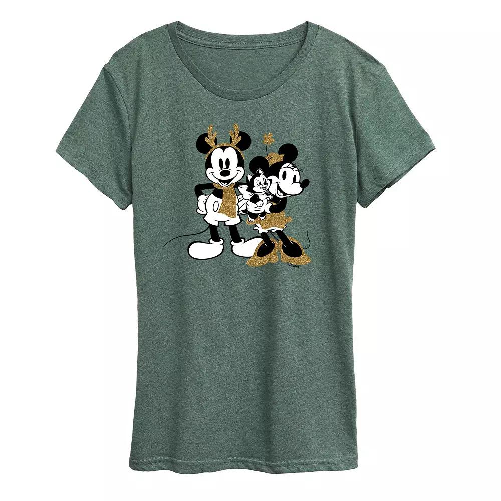 Disney's Mickey Mouse Women's Mickey Minnie Sparkle Graphic Tee, Girl's,  Product Image