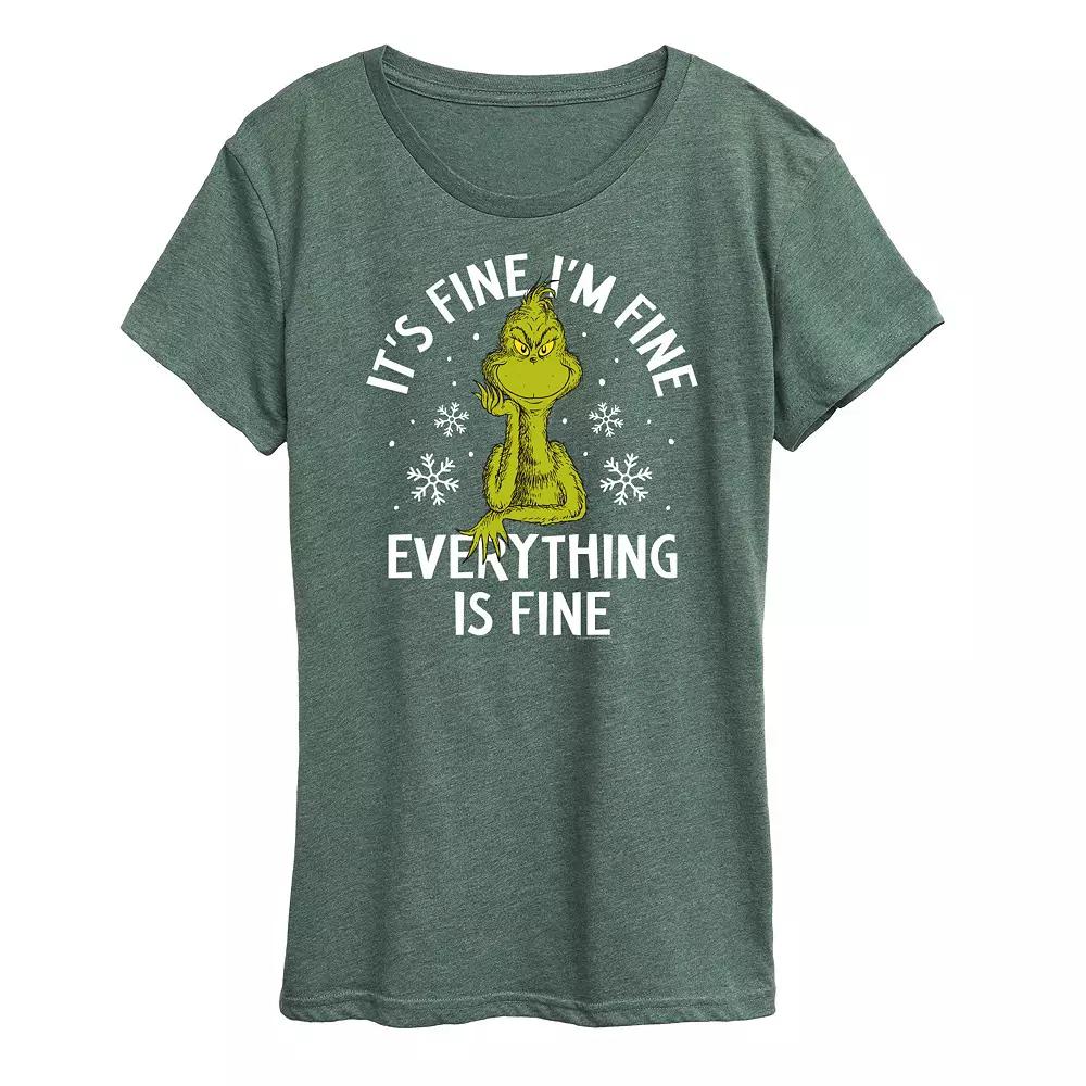 Women's Dr. Seuss Grinch It's Fine I'm Fine Graphic Tee,  Product Image