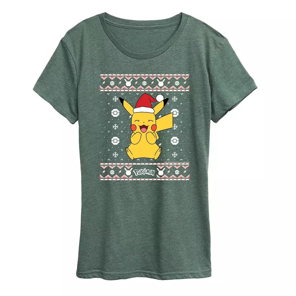 Women's Pokemon Pikachu Sweater Pattern Tee,  Product Image