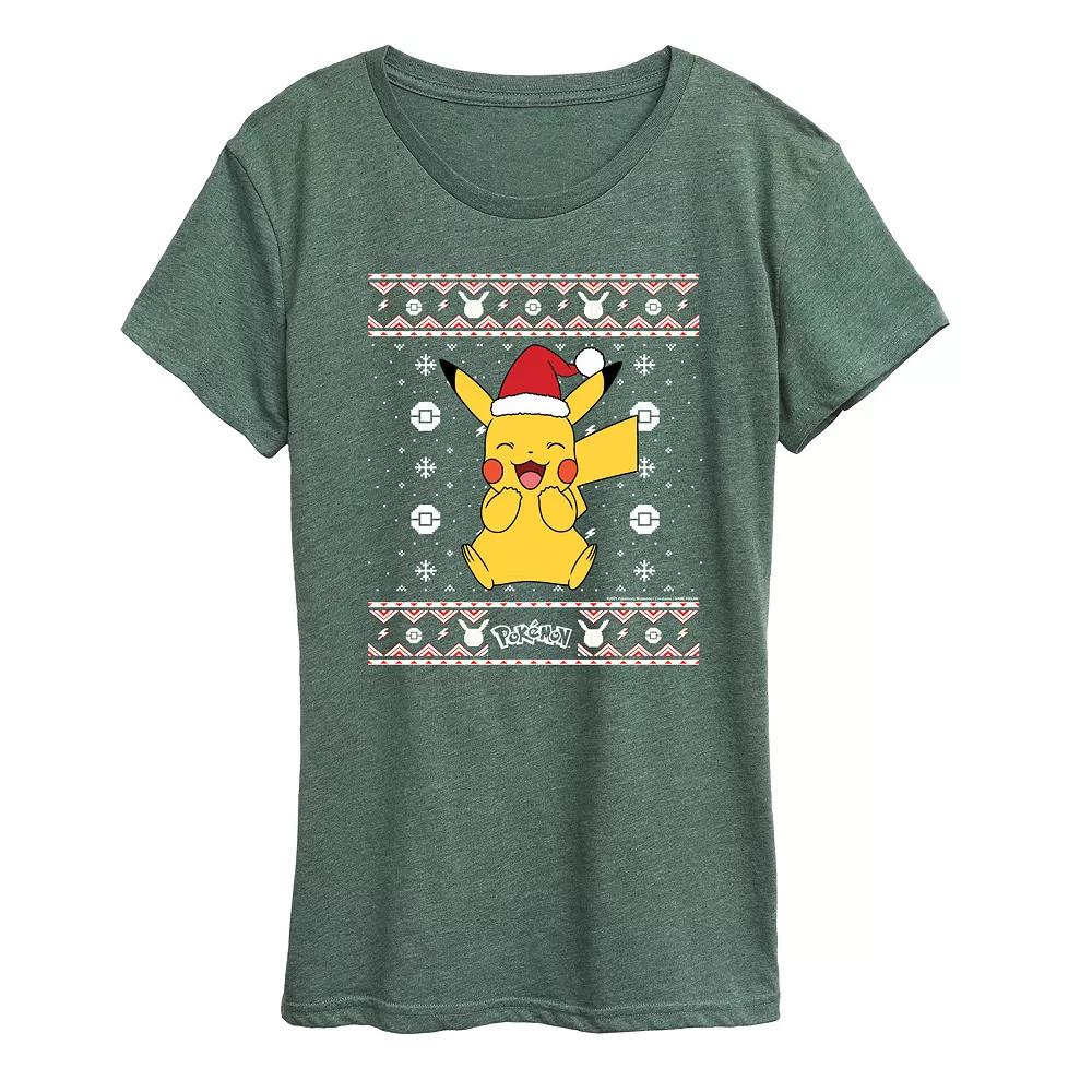 Women's Pokemon Pikachu Sweater Pattern Tee,  Product Image