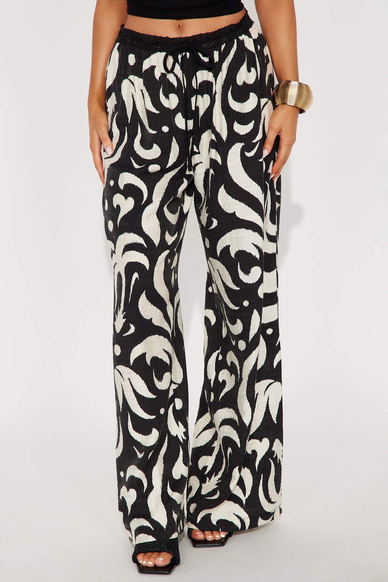 Always Classy Abstract Wide Leg Pant - Black/combo Female Product Image