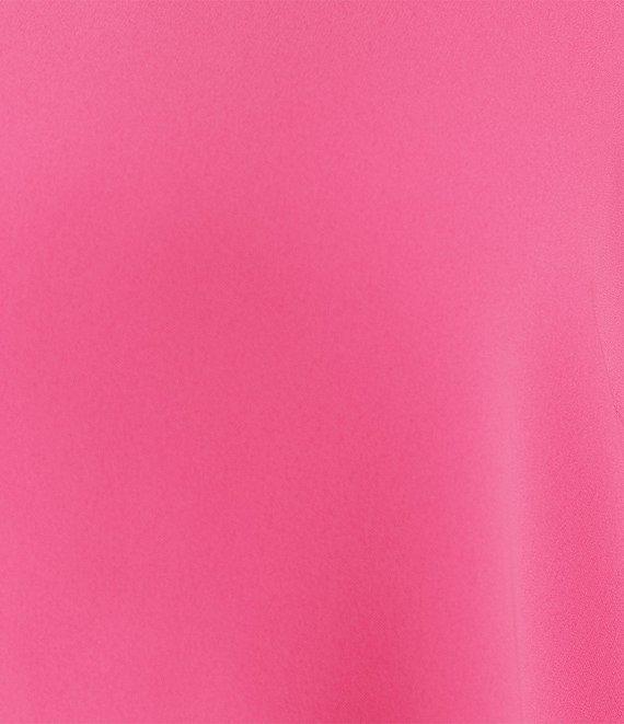 Caroline Rose Plus Size Julia Matte Crepe Round Neck 3/4 Ruffled Sleeve High-Low Hem Top Product Image