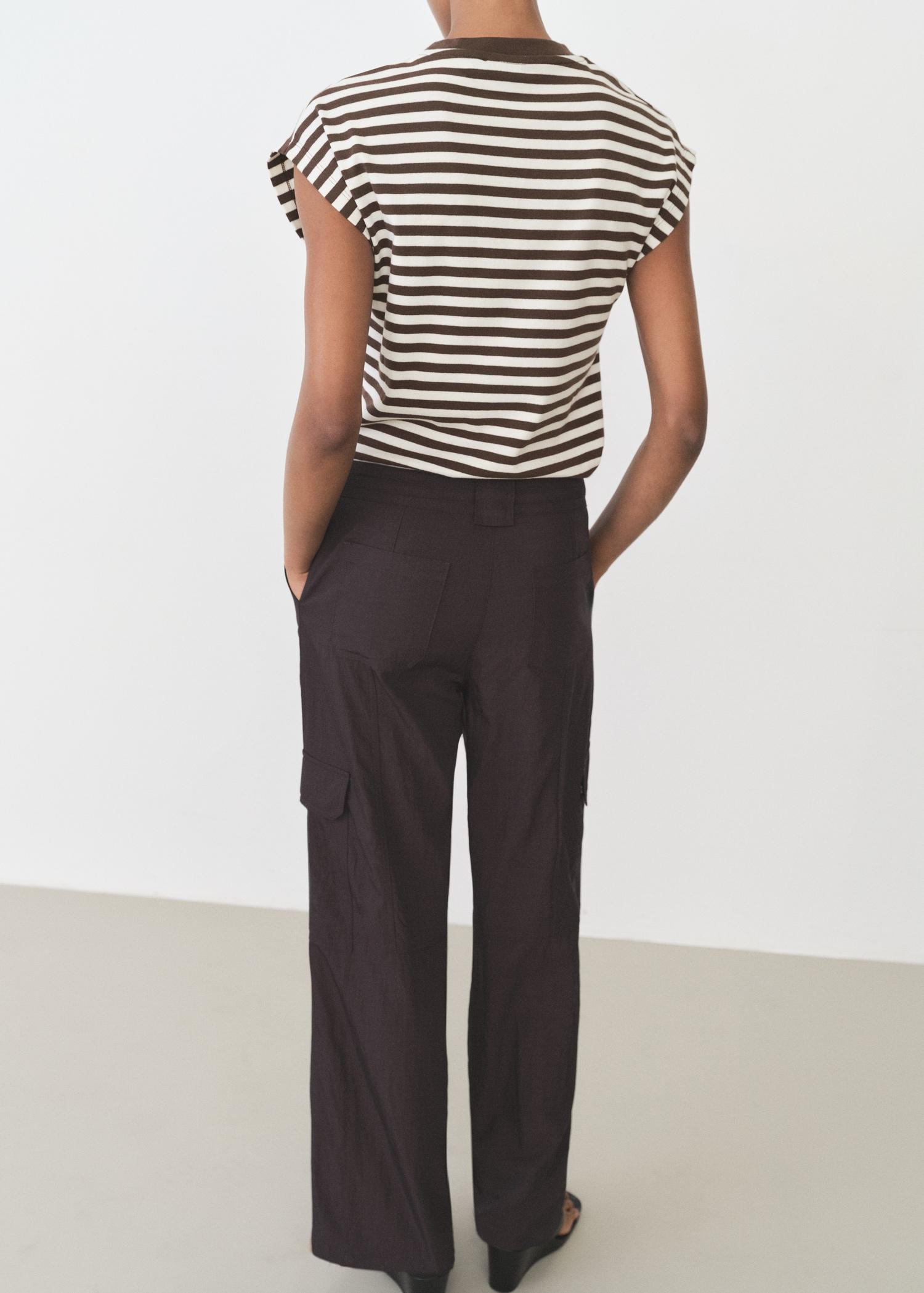 Striped short-sleeved t-shirt - Women | MANGO USA Product Image