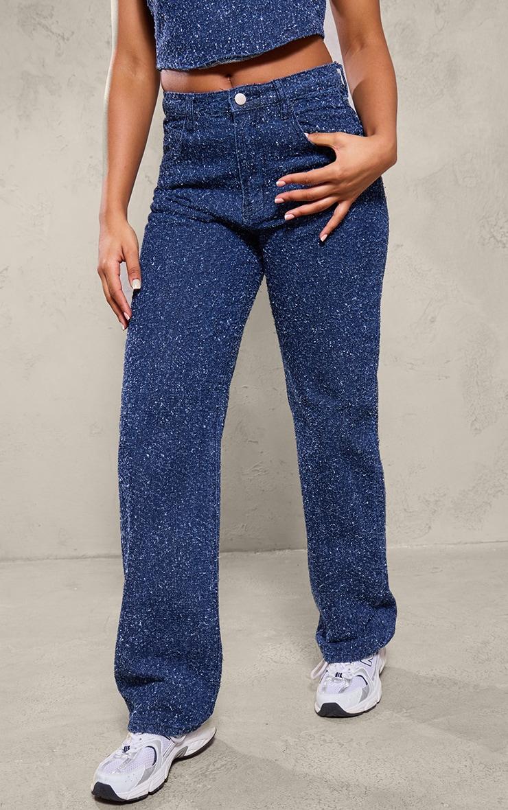 Indigo Bobble Denim High Waist Wide Leg Jean Product Image