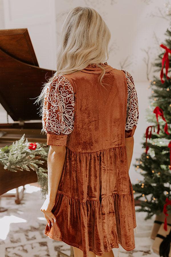 Charmed Moments Velvet Mini Dress in Cinnamon Product Image