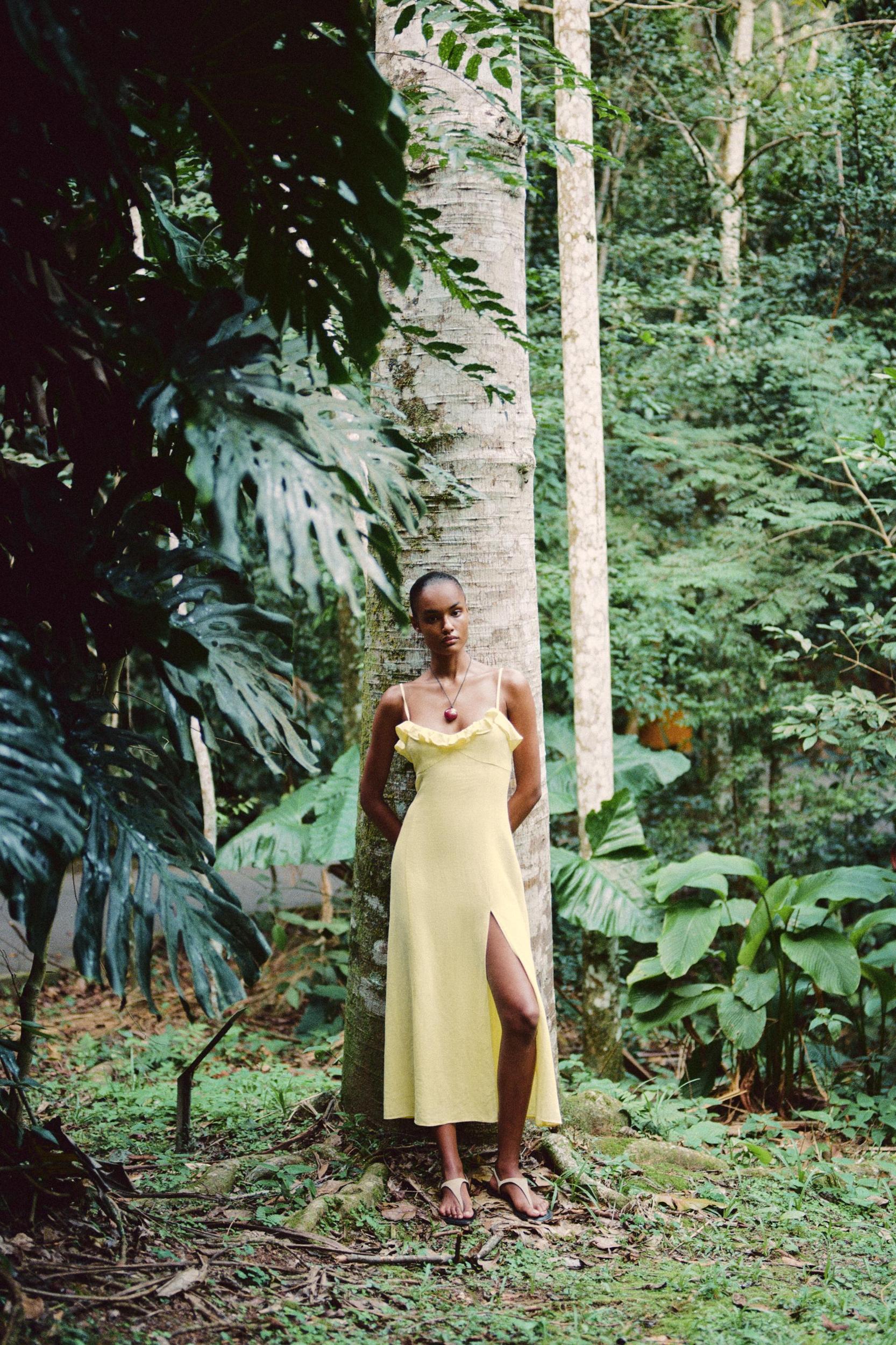 RAMIE MIDI DRESS WITH RUFFLE Product Image