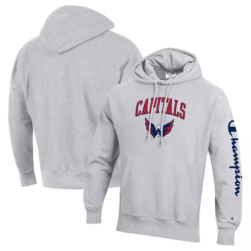 Men's Champion Heather Gray Washington Capitals Reverse Weave Pullover Hoodie,  Product Image