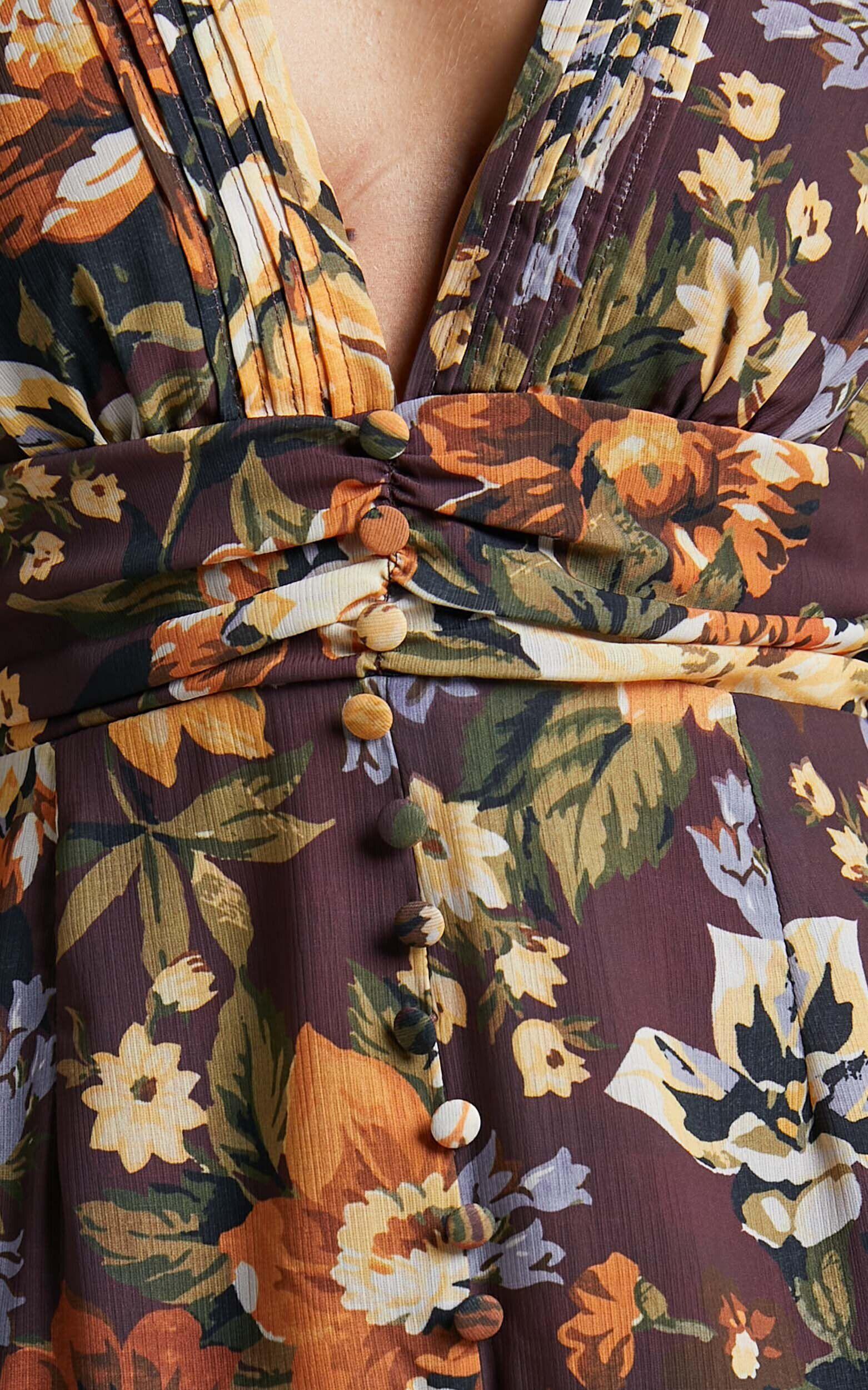 Lorelei Maxi Dress - V Neck Balloon Sleeve Dress in Indulgent Bloom Product Image